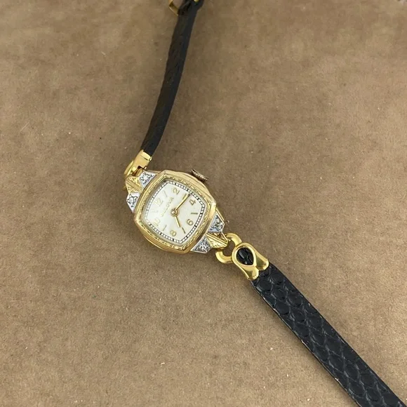 Vintage 1930’s Bulova 17 Jewel Movement 10K GF White Gold & 4 Diamonds - Picture 3 of 10